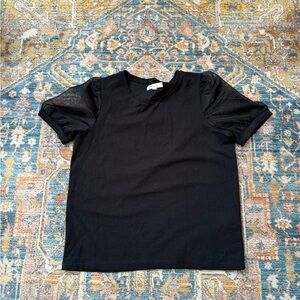 Madewell Chic Black Puff Sleeve Top